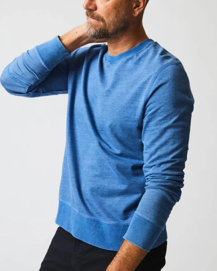 Sweaters and Sweatshirts Men Billy Reid Indigo Terry Sweatshirt Denim