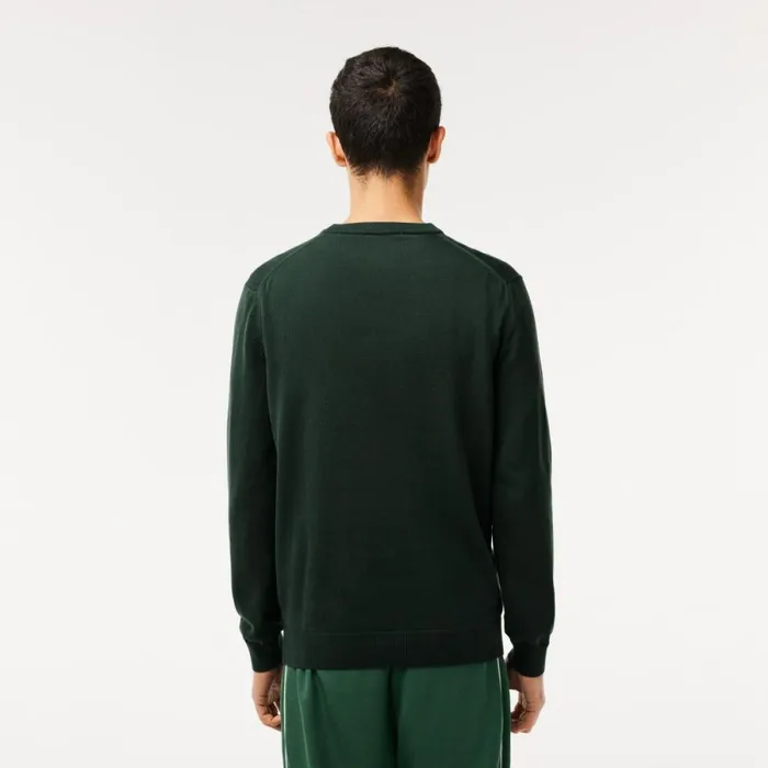 Sweaters and Sweatshirts Men Lacoste Crew Neck Cotton Sweater Forest Green Yzp