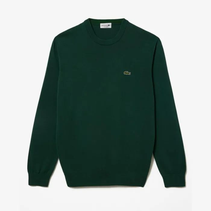 Sweaters and Sweatshirts Men Lacoste Crew Neck Cotton Sweater Forest Green Yzp