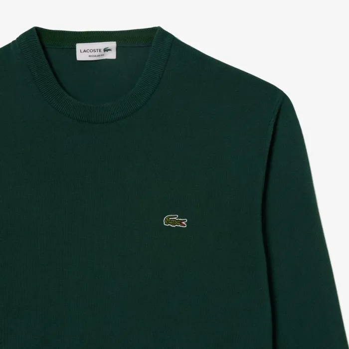 Sweaters and Sweatshirts Men Lacoste Crew Neck Cotton Sweater Forest Green Yzp