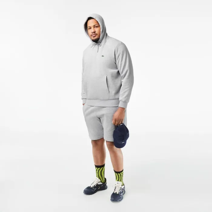 Sweaters and Sweatshirts Men Lacoste Men039s Classic Fit Cotton Blend Hoodie Grey Chine Cca