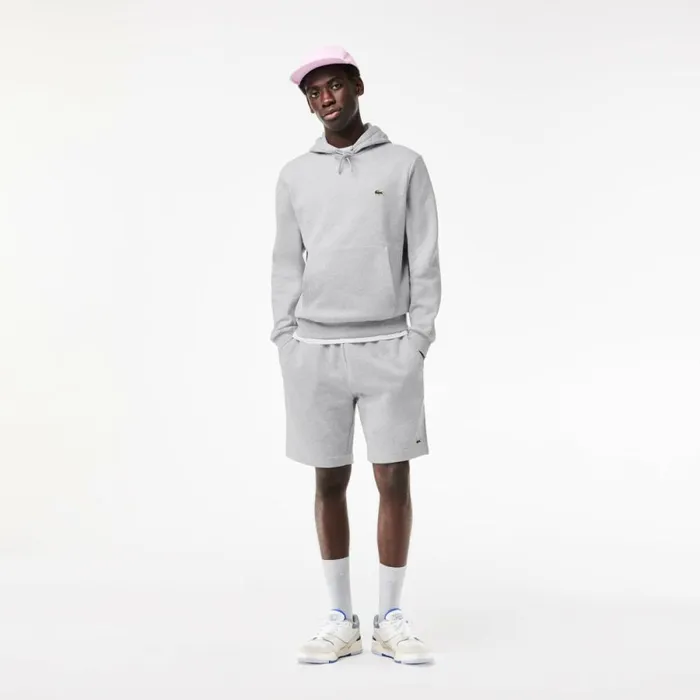 Sweaters and Sweatshirts Men Lacoste Men039s Classic Fit Cotton Blend Hoodie Grey Chine Cca