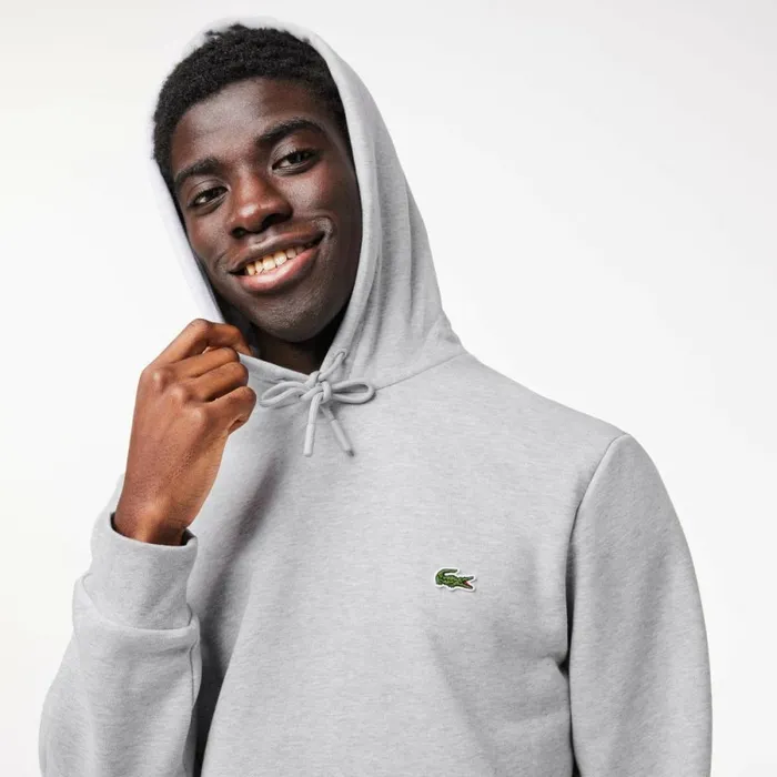 Sweaters and Sweatshirts Men Lacoste Men039s Classic Fit Cotton Blend Hoodie Grey Chine Cca