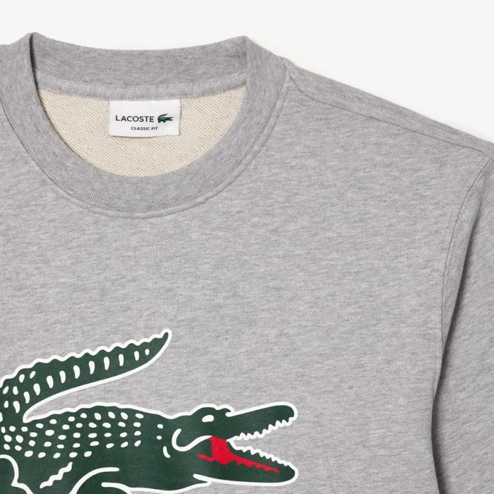 Sweaters and Sweatshirts Men Lacoste Men039s Classic Fit Cotton Fleece Sweatshirt Grey Chine Cca