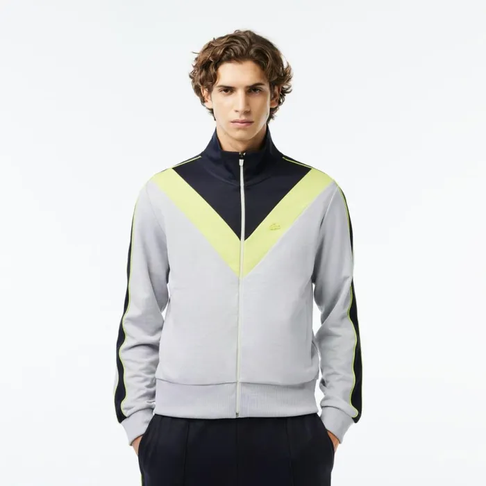 Sweaters and Sweatshirts Men Lacoste Men039s Colorblock Ripstop Piqu ZipUp Sweatshirt Grey Navy Blue Flashy Yellow Izu Sweaters and Sweatshirts Men Lacoste Men039s Colorblock Ripstop Piqu ZipUp Sweatshirt Grey Navy Blue Flashy Yellow Izu