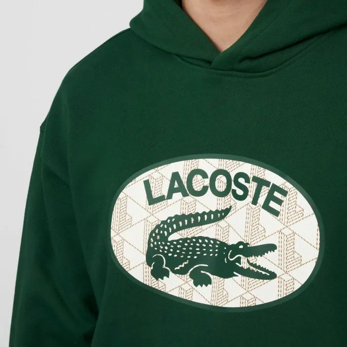 Sweaters and Sweatshirts Men Lacoste Men039s Loose Fit Monogram Hoodie Pine Green 132