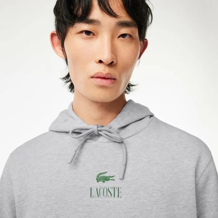 Sweaters and Sweatshirts Men Lacoste Men039s Printed Hoodie Grey Chine Cca