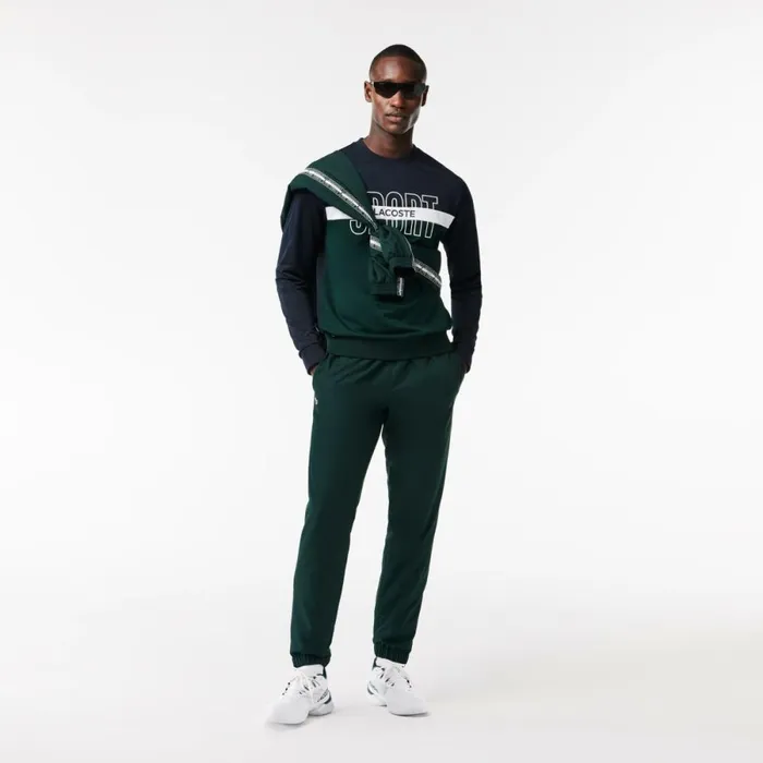 Sweaters and Sweatshirts Men Lacoste Men039s Ripstop Tennis Sweatshirt Navy Blue White Green 65u