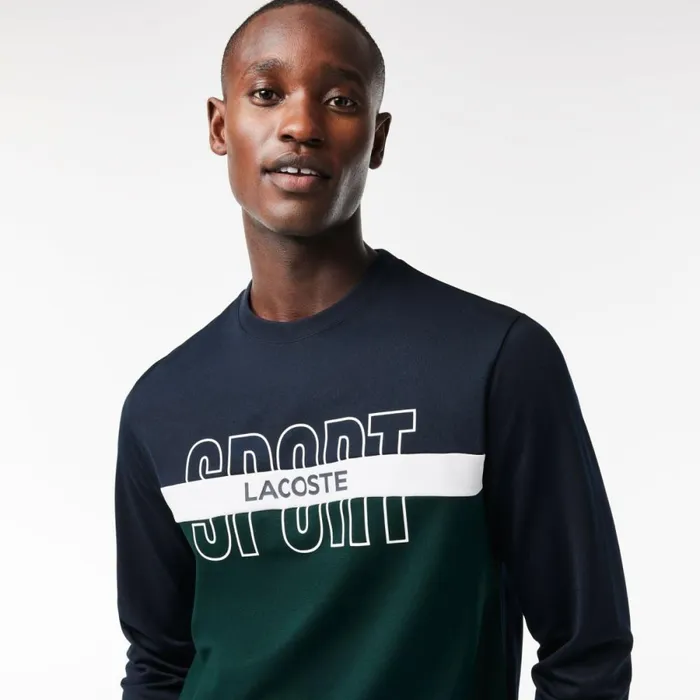 Sweaters and Sweatshirts Men Lacoste Men039s Ripstop Tennis Sweatshirt Navy Blue White Green 65u
