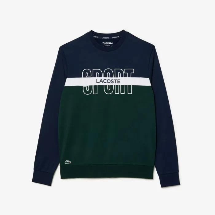 Sweaters and Sweatshirts Men Lacoste Men039s Ripstop Tennis Sweatshirt Navy Blue White Green 65u