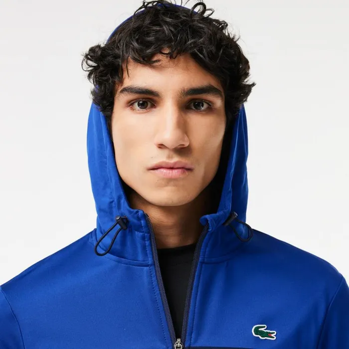 Sweaters and Sweatshirts Men Lacoste Men039s UltraDry ZipUp Hoodie Navy Blue 9n6
