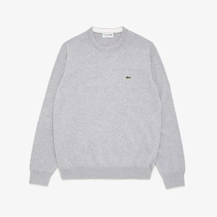 Sweaters and Sweatshirts Men Lacoste Mens Crew Neck Cotton Sweater Grey Chine Cca Sweaters and Sweatshirts Men Lacoste Mens Crew Neck Cotton Sweater Grey Chine Cca