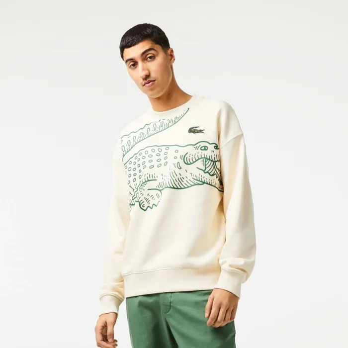 Sweaters and Sweatshirts Men Lacoste Mens Crew Neck Loose Fit Croc Print Sweatshirt Cream Xfj Sweaters and Sweatshirts Men Lacoste Mens Crew Neck Loose Fit Croc Print Sweatshirt Cream Xfj
