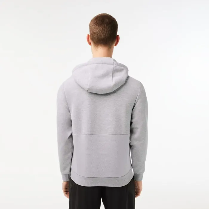 Sweaters and Sweatshirts Men Lacoste Mens Sport Mesh Panels Hoodie Grey Chine Light Grey 9ya