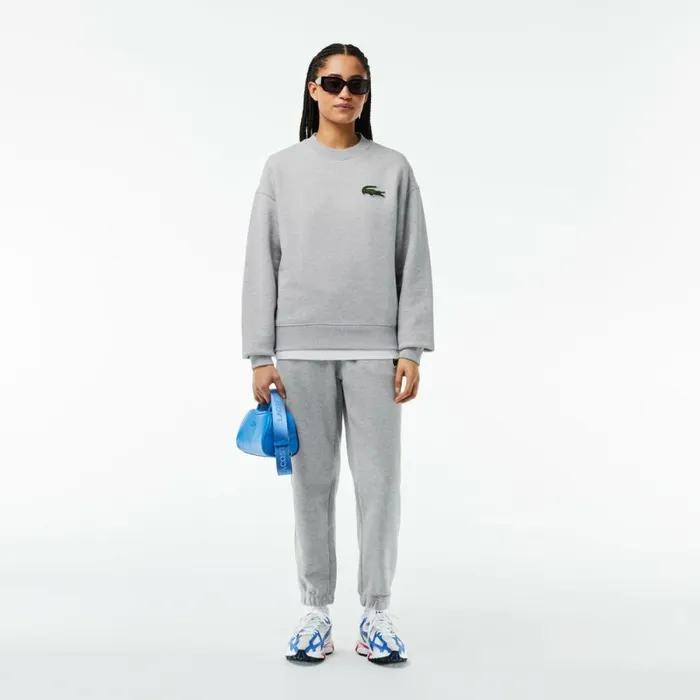 Sweaters and Sweatshirts MenWomen Lacoste Unisex Loose Fit Crocodile Badge Sweatshirt Grey Chine Cca