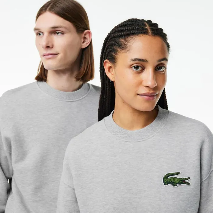 Sweaters and Sweatshirts MenWomen Lacoste Unisex Loose Fit Crocodile Badge Sweatshirt Grey Chine Cca