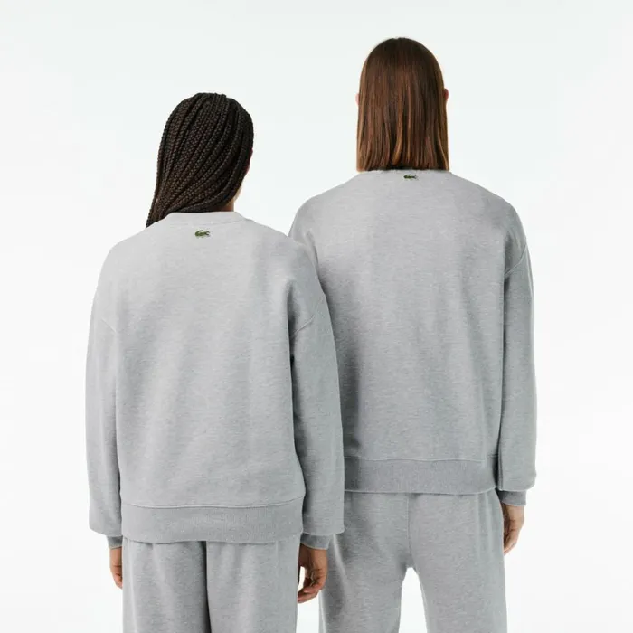 Sweaters and Sweatshirts MenWomen Lacoste Unisex Loose Fit Crocodile Badge Sweatshirt Grey Chine Cca