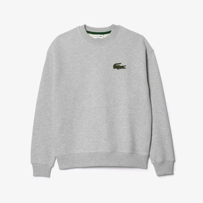 Sweaters and Sweatshirts MenWomen Lacoste Unisex Loose Fit Crocodile Badge Sweatshirt Grey Chine Cca