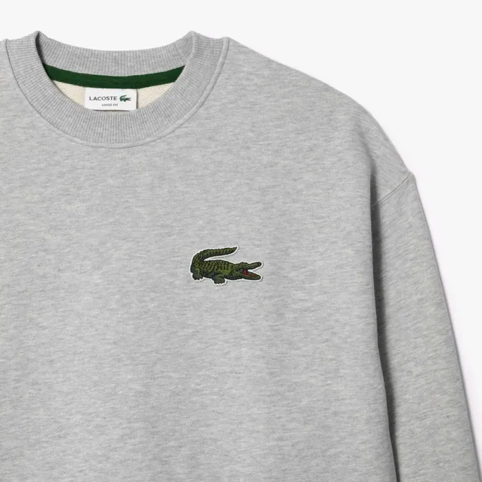 Sweaters and Sweatshirts MenWomen Lacoste Unisex Loose Fit Crocodile Badge Sweatshirt Grey Chine Cca