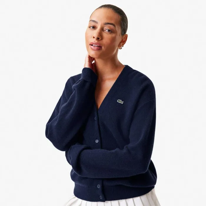 Sweaters and Sweatshirts Women Lacoste Women039s Cashmere Cardigan Navy Blue 166