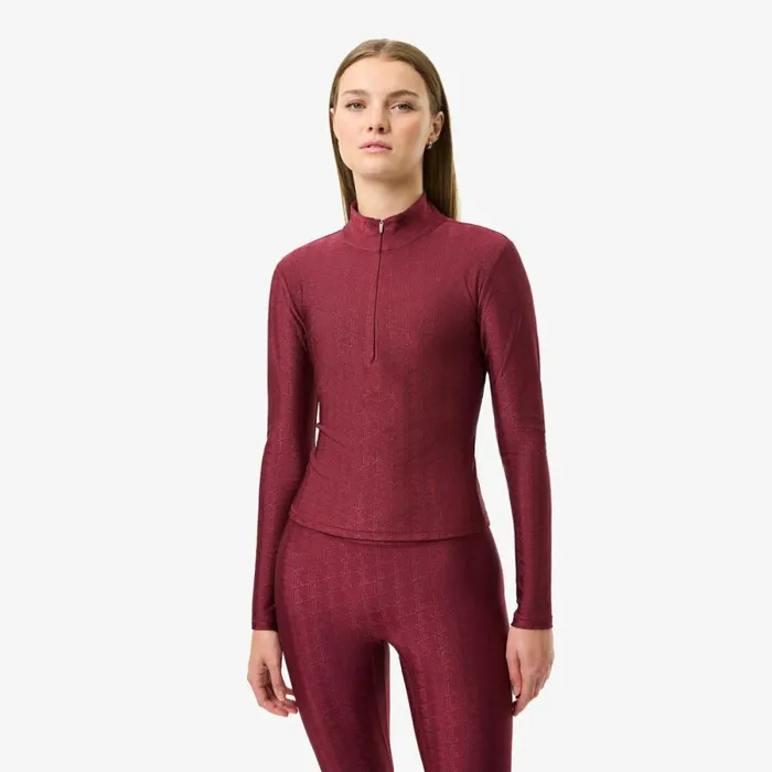Sweaters and Sweatshirts Women Lacoste Women039s Lacoste X Bandier Monogram Print HalfZip Bordeaux Yup
