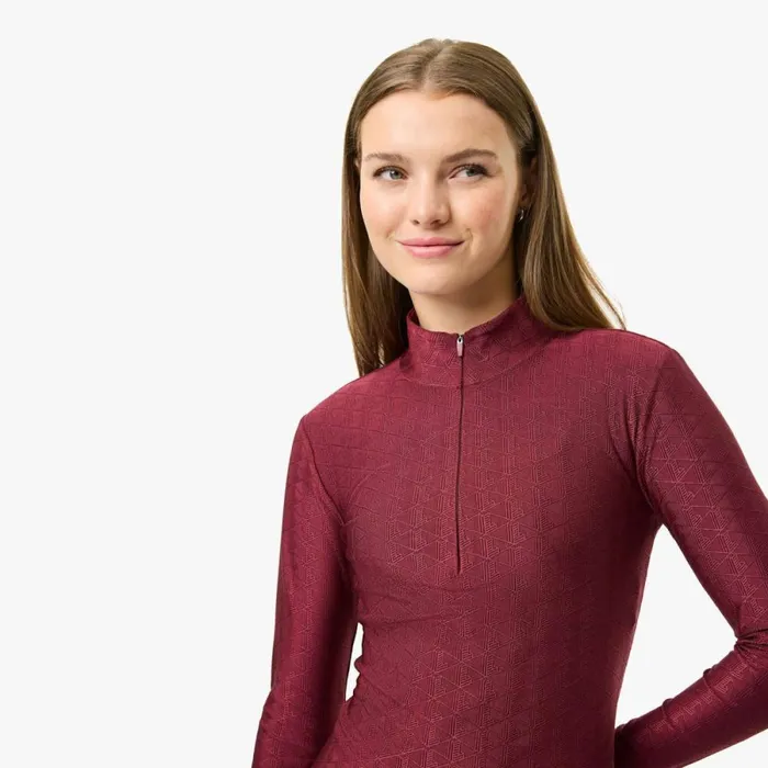 Sweaters and Sweatshirts Women Lacoste Women039s Lacoste X Bandier Monogram Print HalfZip Bordeaux Yup