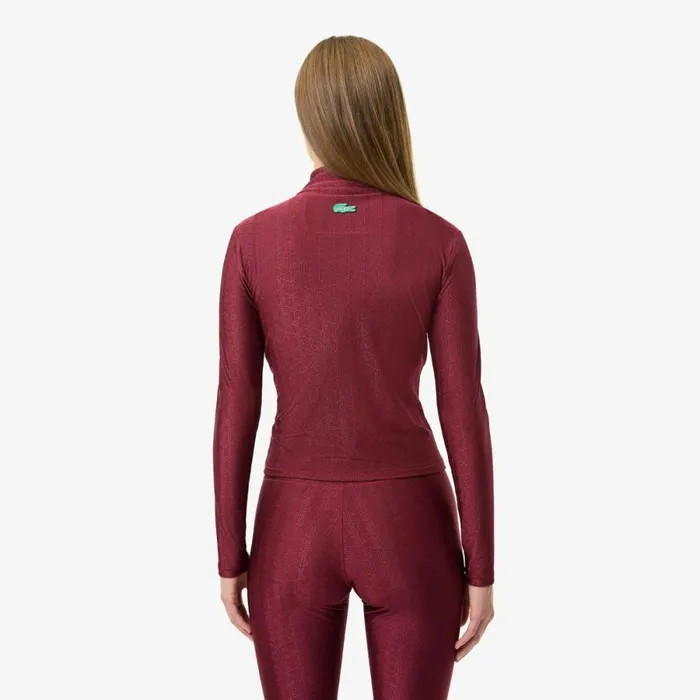 Sweaters and Sweatshirts Women Lacoste Women039s Lacoste X Bandier Monogram Print HalfZip Bordeaux Yup