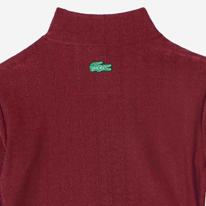 Sweaters and Sweatshirts Women Lacoste Women039s Lacoste X Bandier Monogram Print HalfZip Bordeaux Yup
