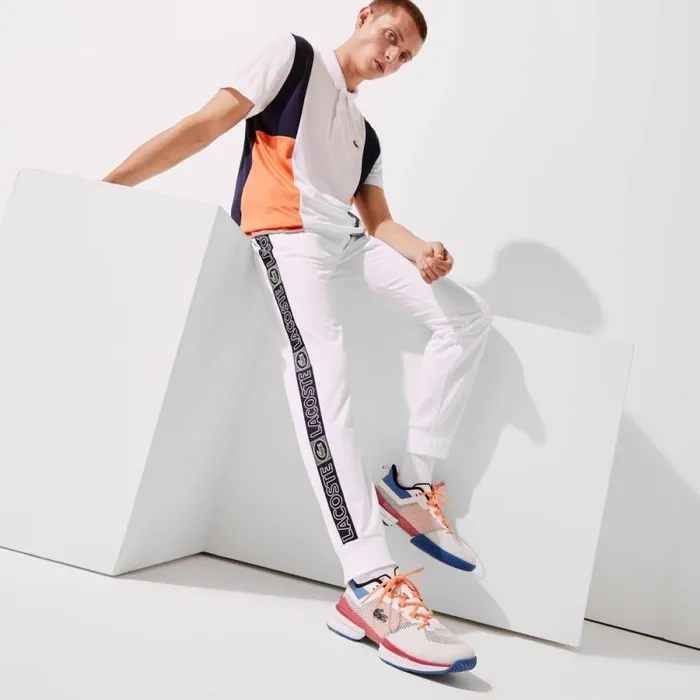 Sweatpants and Trousers Men Lacoste Men039s SPORT Branded Bands Sweatpants White Orange Navy Blue Asr