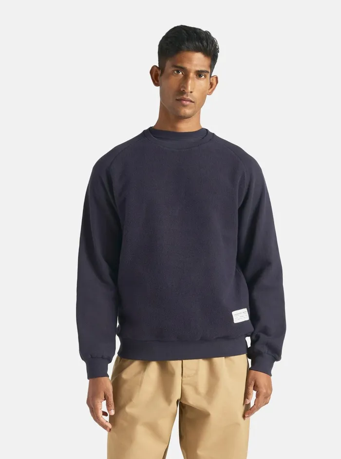 Sweatshirt In Navy Brush Back Sweat Men Universal Works Sweatshirts