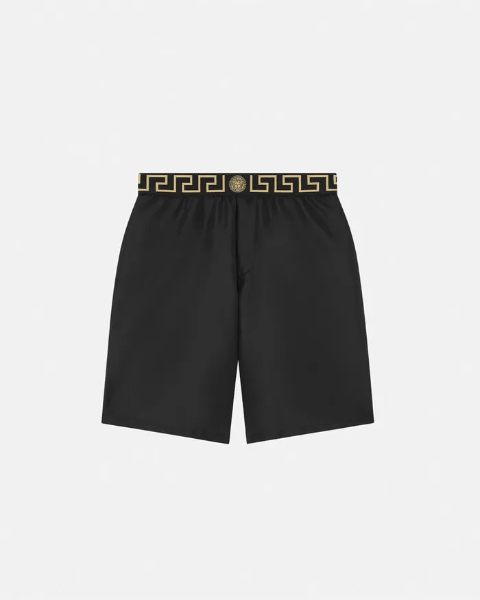 Swimwear Men Versace Greca Border Mid Boardshorts Black