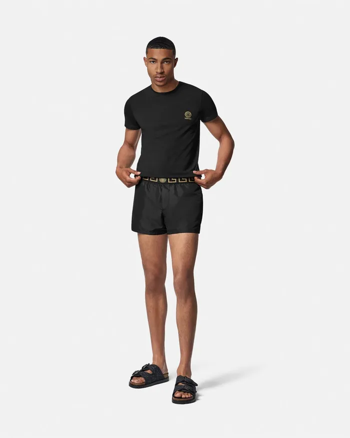 Swimwear Men Versace Greca Border Swim Shorts Black