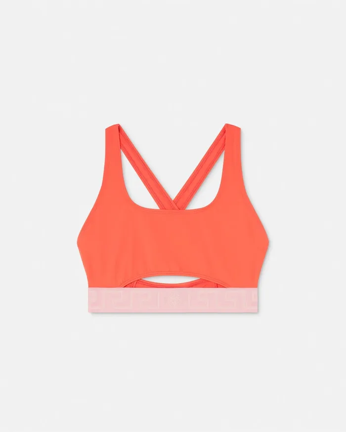 Swimwear Women Versace Greca Border Bikini Top Coral