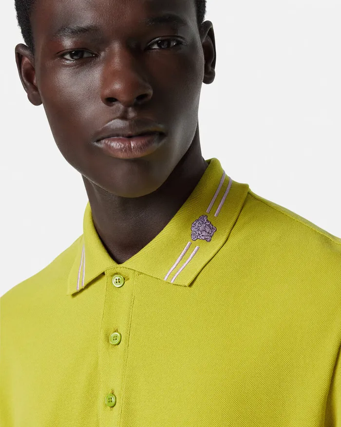 TShirts and Polos Men Versace Embroidered Medusa Polo Shirt Green