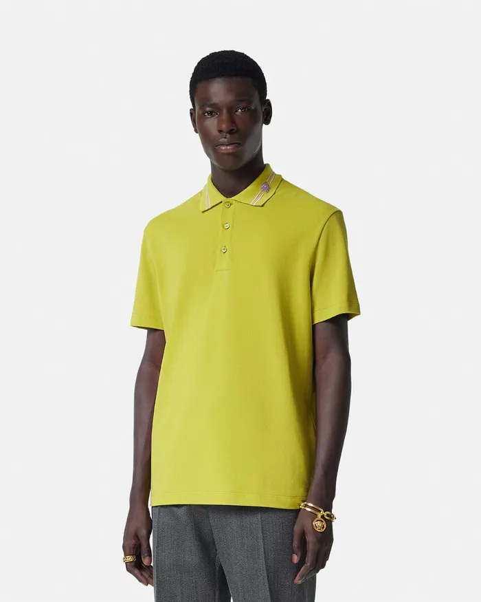 TShirts and Polos Men Versace Embroidered Medusa Polo Shirt Green