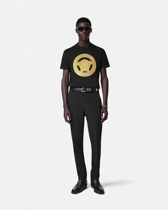 TShirts and Polos Men Versace Embroidered Medusa TShirt Black
