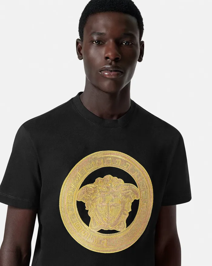 TShirts and Polos Men Versace Embroidered Medusa TShirt Black