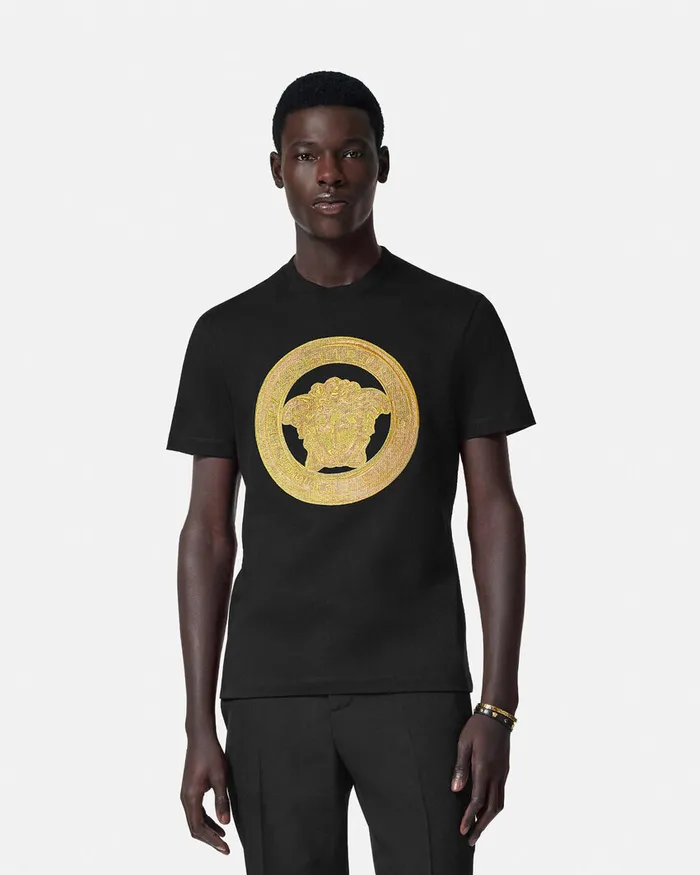 TShirts and Polos Men Versace Embroidered Medusa TShirt Black