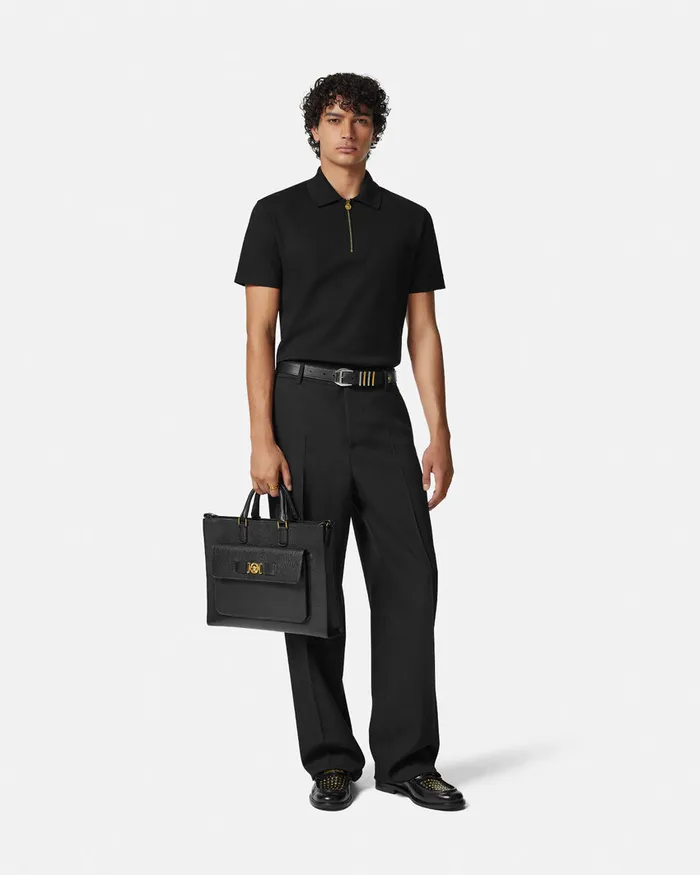 TShirts and Polos Men Versace Medusa Zip Polo Black