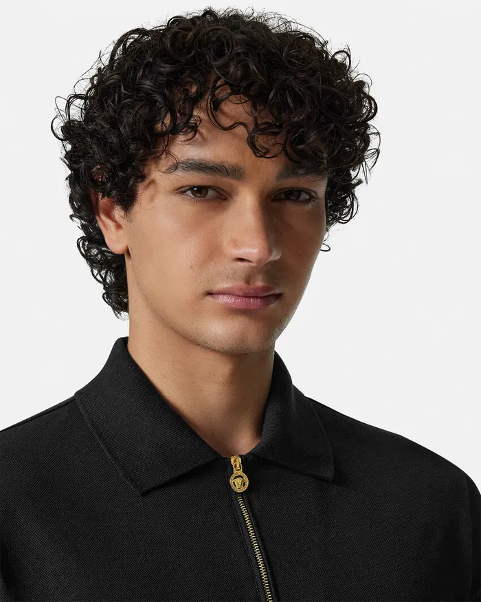 TShirts and Polos Men Versace Medusa Zip Polo Black