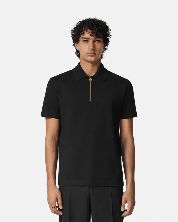 TShirts and Polos Men Versace Medusa Zip Polo Black