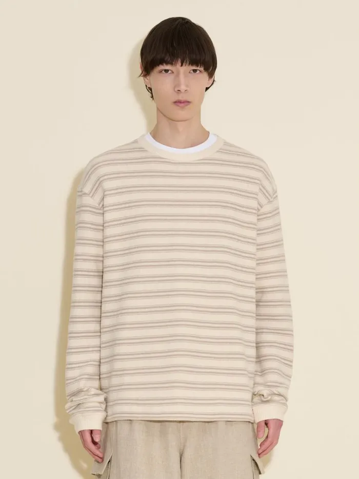 Tshirts and Sweats Men Holzweiler Bloom Striped Crew Beige Mix
