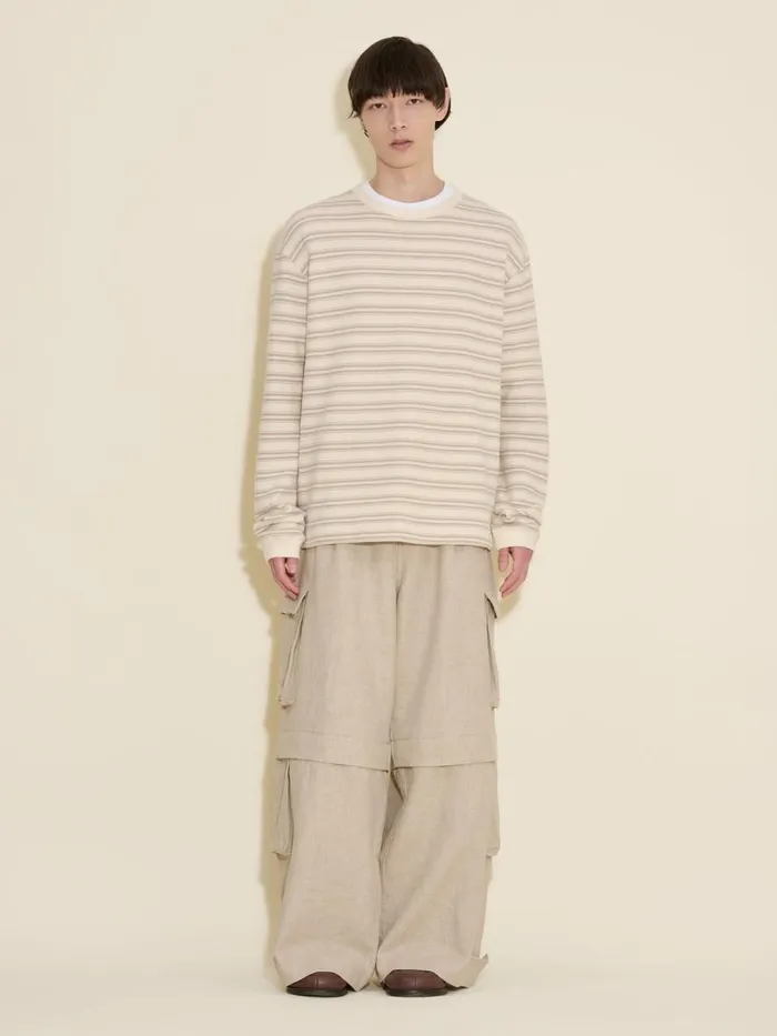 Tshirts and Sweats Men Holzweiler Bloom Striped Crew Beige Mix