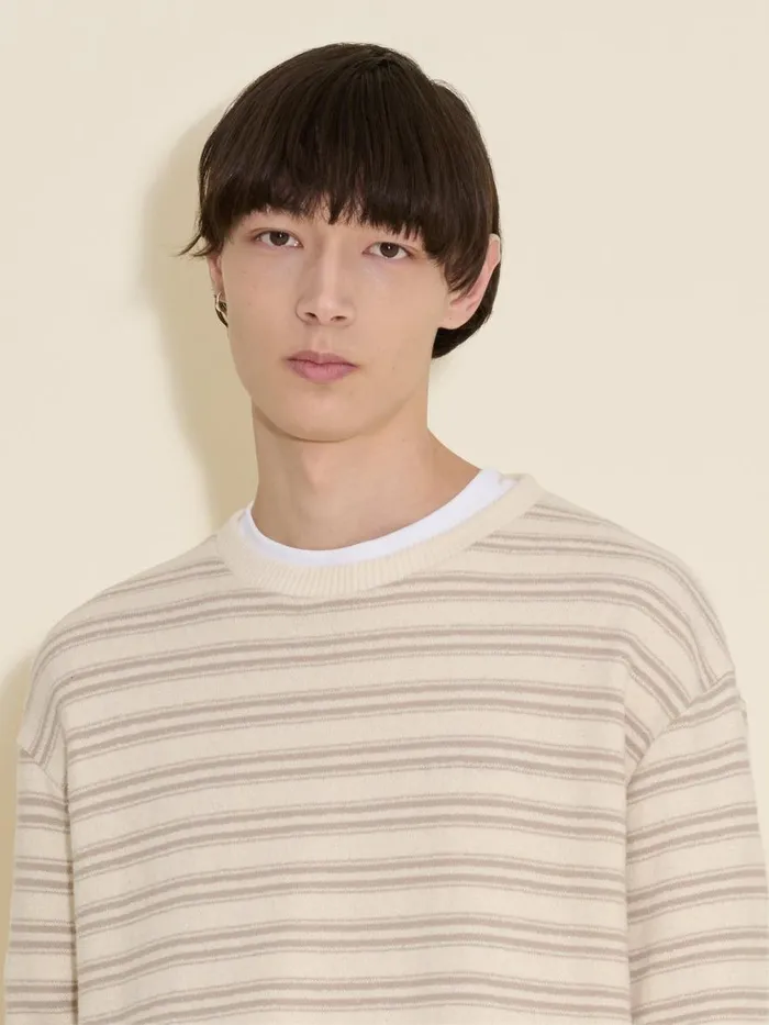 Tshirts and Sweats Men Holzweiler Bloom Striped Crew Beige Mix