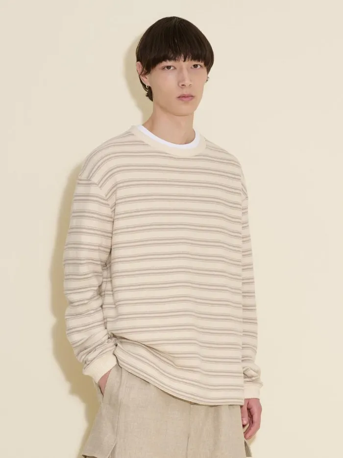 Tshirts and Sweats Men Holzweiler Bloom Striped Crew Beige Mix
