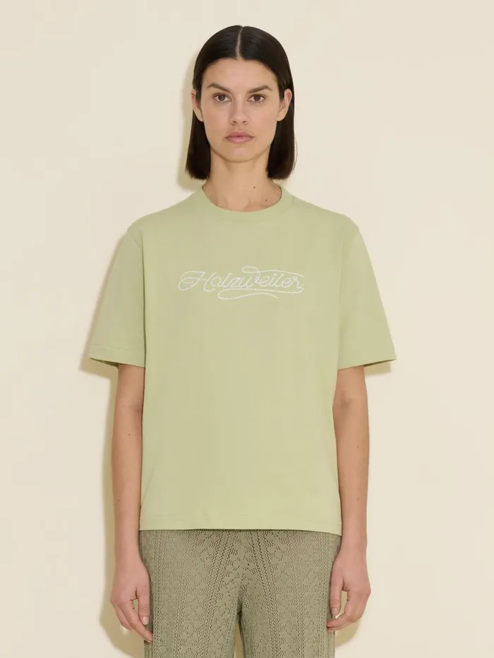 Tshirts and Sweats Women Holzweiler Kjerag Embroidery Tee Lt Green