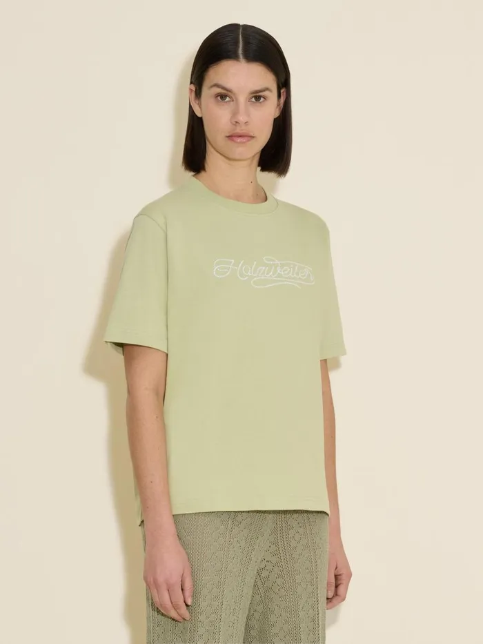 Tshirts and Sweats Women Holzweiler Kjerag Embroidery Tee Lt Green