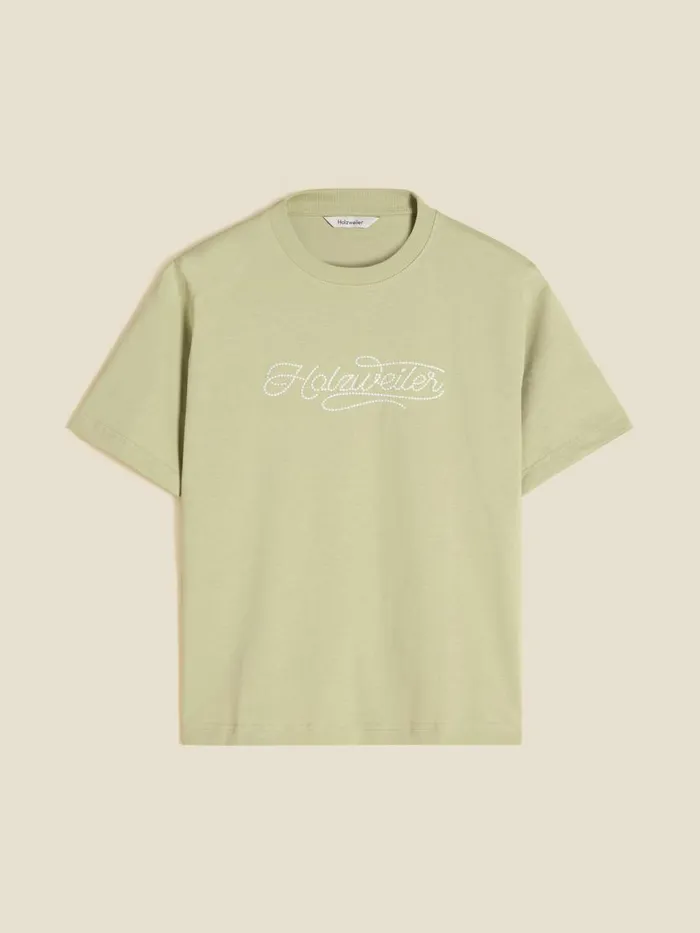 Tshirts and Sweats Women Holzweiler Kjerag Embroidery Tee Lt Green