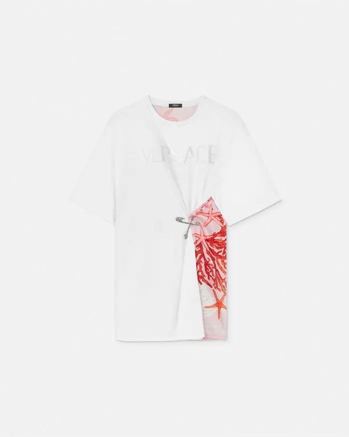 TShirts and Sweatshirts Women Versace Barocco Sea Safety Pin TShirt Whiteprint