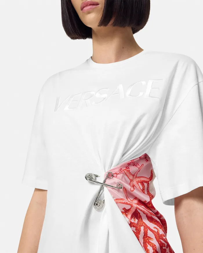 TShirts and Sweatshirts Women Versace Barocco Sea Safety Pin TShirt Whiteprint